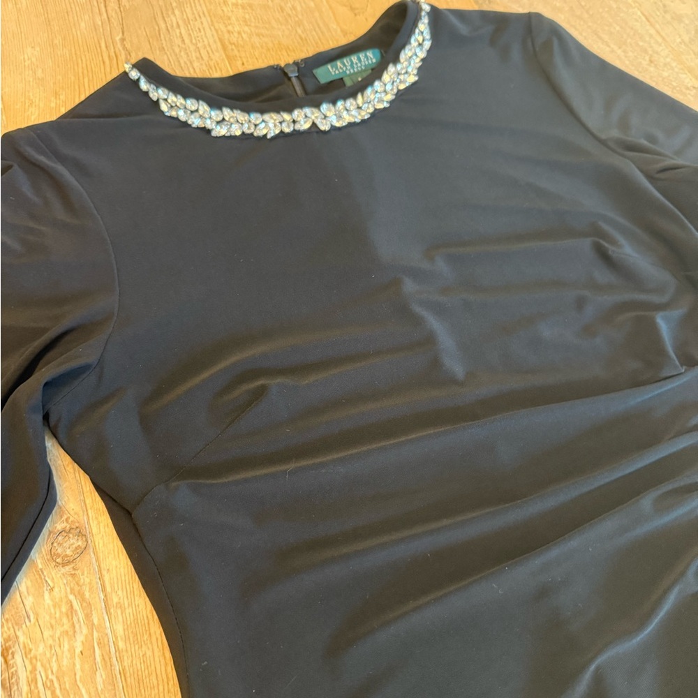 Ralph Lauren Black Embellished Crewneck Sheath Dress 8 - Picture 4 of 13